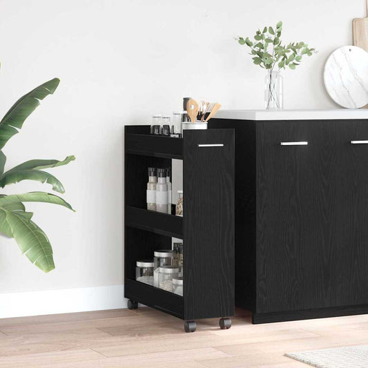 Cabinet with Wheel Black Oak 60 x 22 x 79 cm