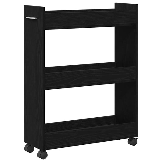 Cabinet with Wheel Black Oak 60 x 22 x 79 cm