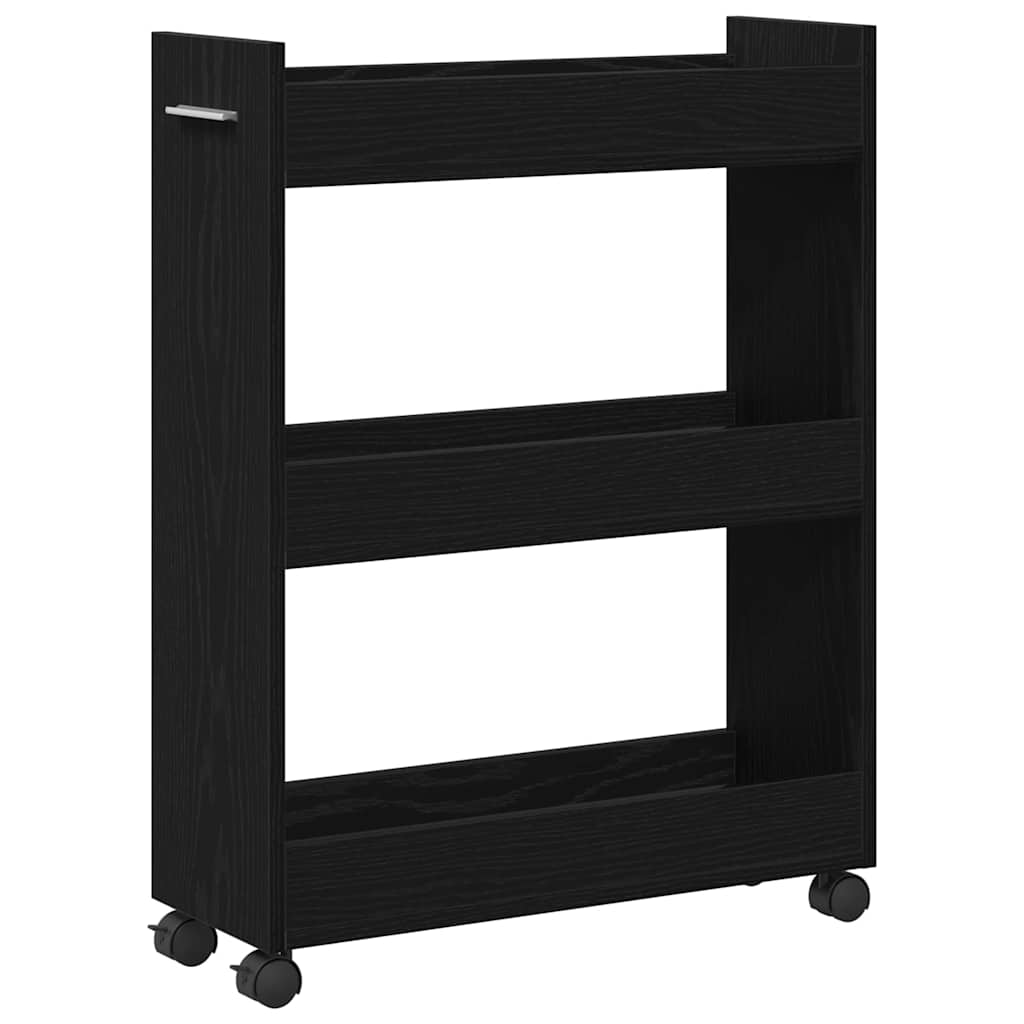 Cabinet with Wheel Black Oak 60 x 22 x 79 cm