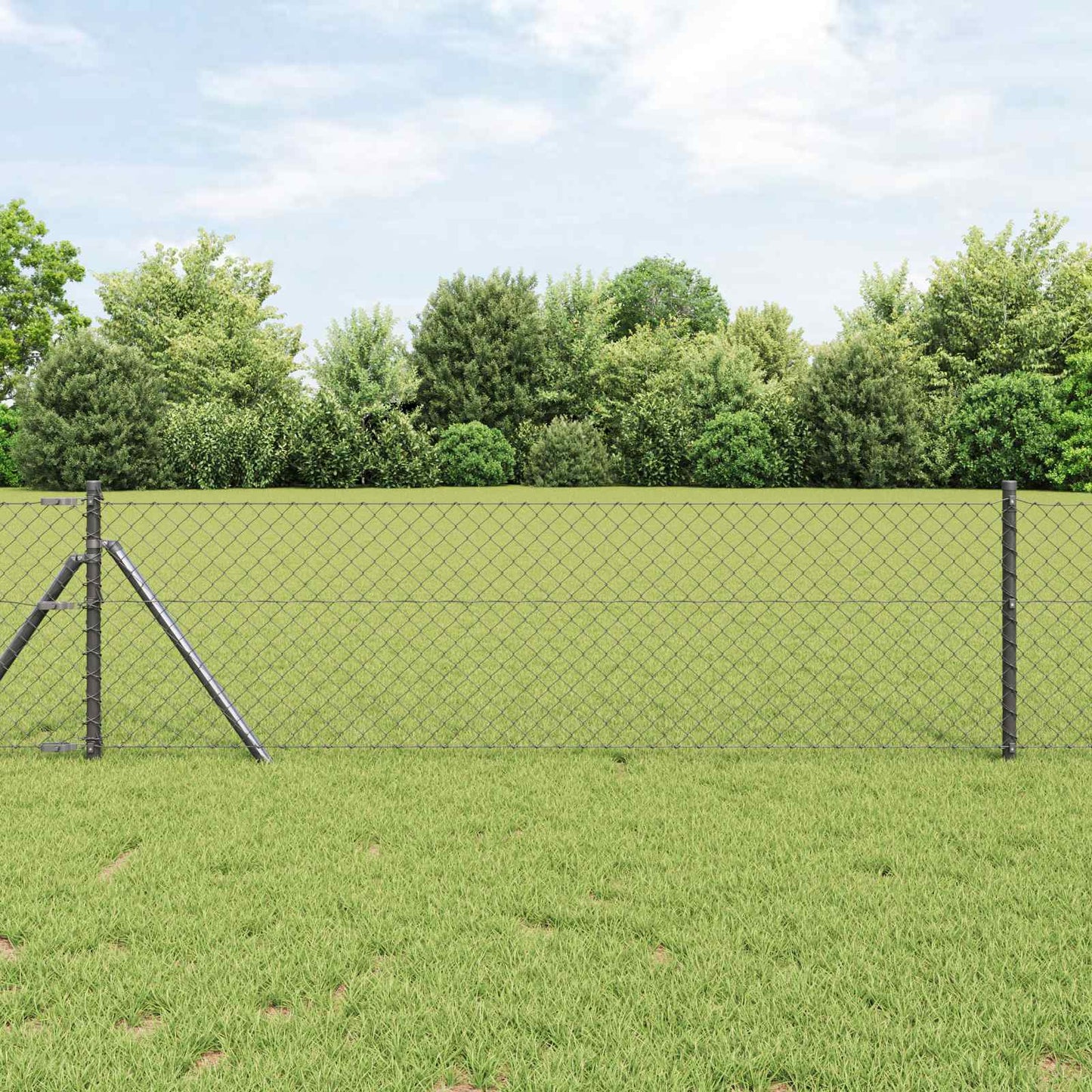 Chain Link Fence 10 x 0.4 m Steel Grey
