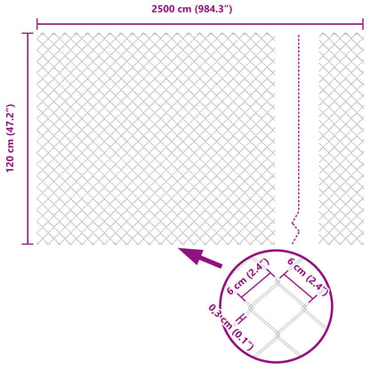 Chain Link Fence 25 x 1.2 m Steel Grey