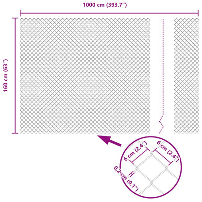 Chain Link Fence 10 x 1.6 m Galvanised steel Silver