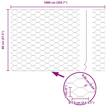 Hexagon Fence Green 0.8 x 10 m PVC