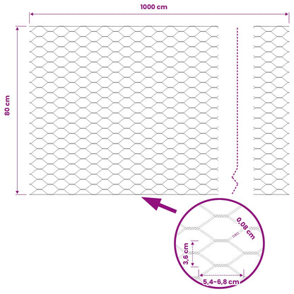 Hexagon Fence 0.8 x 10 m PVC Grey