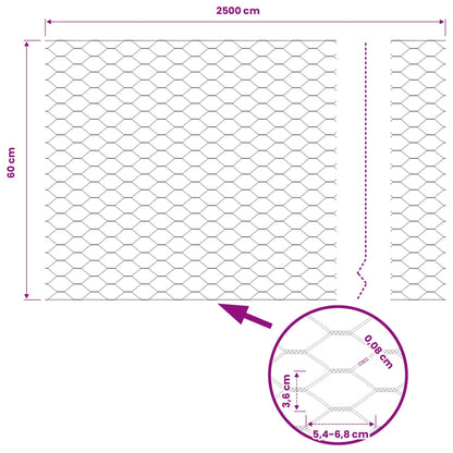 Hexagon Fence 0.6 x 25 m PVC Grey