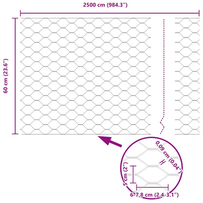 Hexagon Fence Grey 0.6 x 25 m PVC