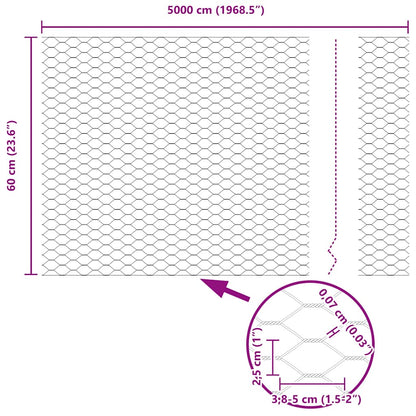 Hexagon Fence Grey 0.6 x 50 m PVC