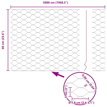 Hexagon Fence Grey 0.6 x 50 m PVC
