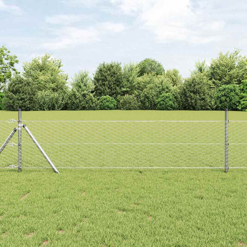 Hexagon Fence Silver 0.8 x 25 m Galvanised steel