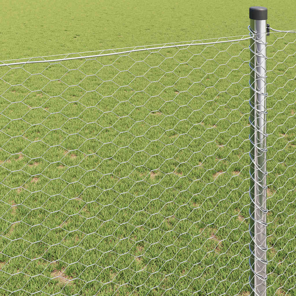 Hexagon Fence Silver 0.5 x 50 m Galvanised steel