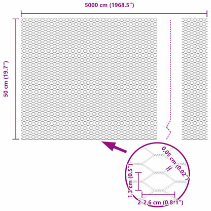 Hexagon Fence Silver 0.5 x 50 m Galvanised steel
