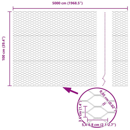 Hexagon Fence Silver 1 x 50 m Galvanised steel