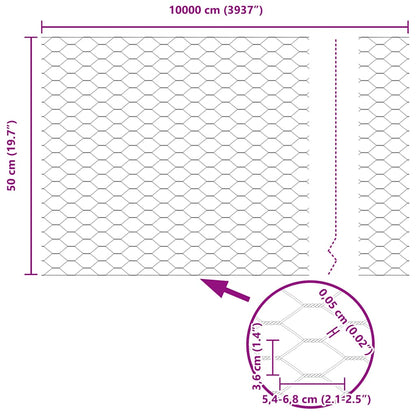 Hexagon Fence Silver 0.5 x 100 m Galvanised steel