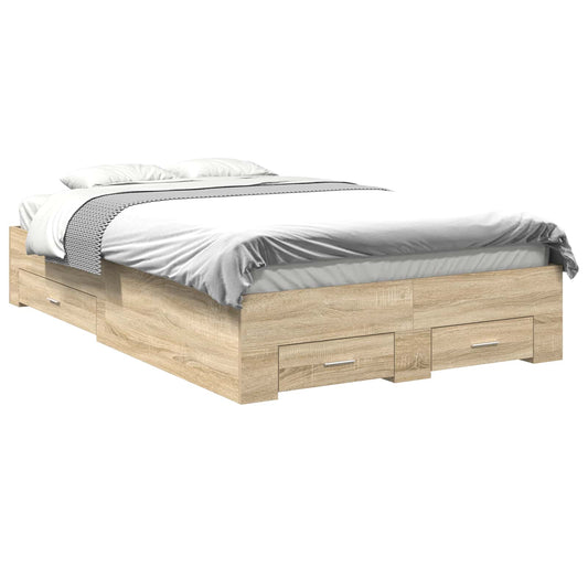 Bed Frame with Drawer Brown 120 x 200 cm Engineered Wood