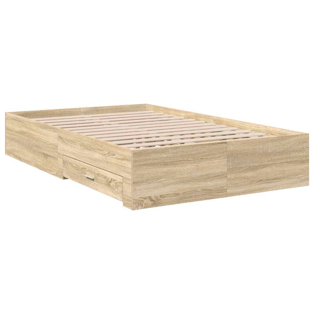Bed Frame with Drawer Brown 120 x 200 cm Engineered Wood