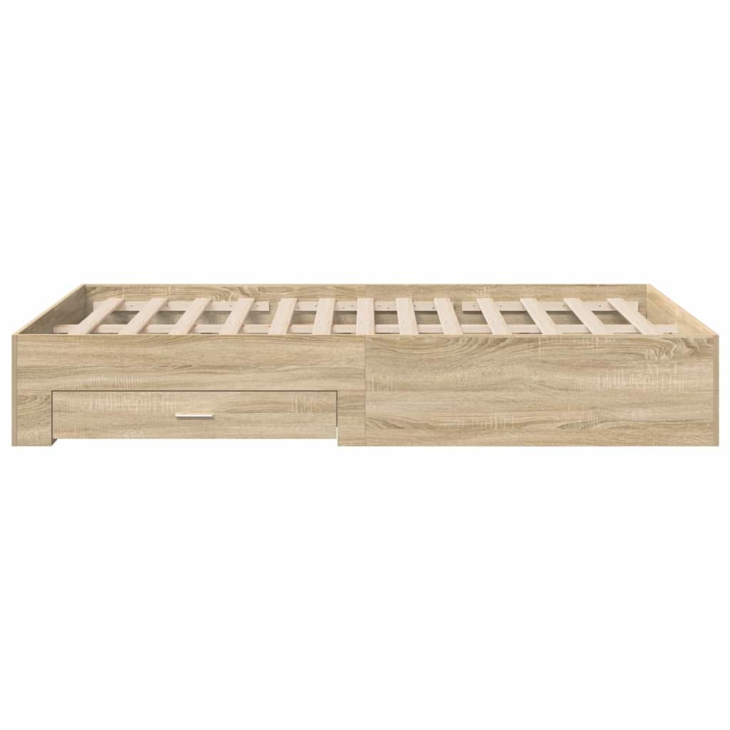 Bed Frame with Drawer Brown 120 x 200 cm Engineered Wood