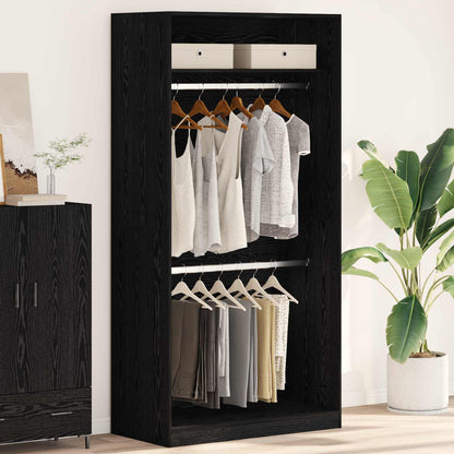 Wardrobe with Shelf Black Oak 100 x 50 x 200 cm Engineered Wood
