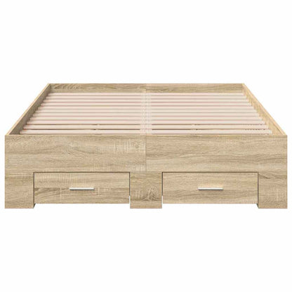Bed Frame with Drawer Brown 120 x 190 cm Engineered Wood