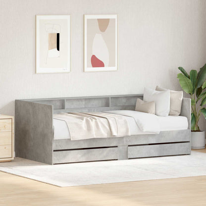 Day Bed with Drawer Grey 90 x 200 cm Engineered Wood