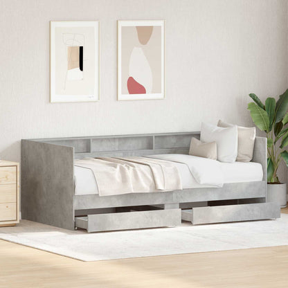 Day Bed with Drawer Grey 90 x 200 cm Engineered Wood