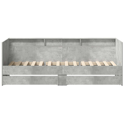 Day Bed with Drawer Grey 90 x 200 cm Engineered Wood