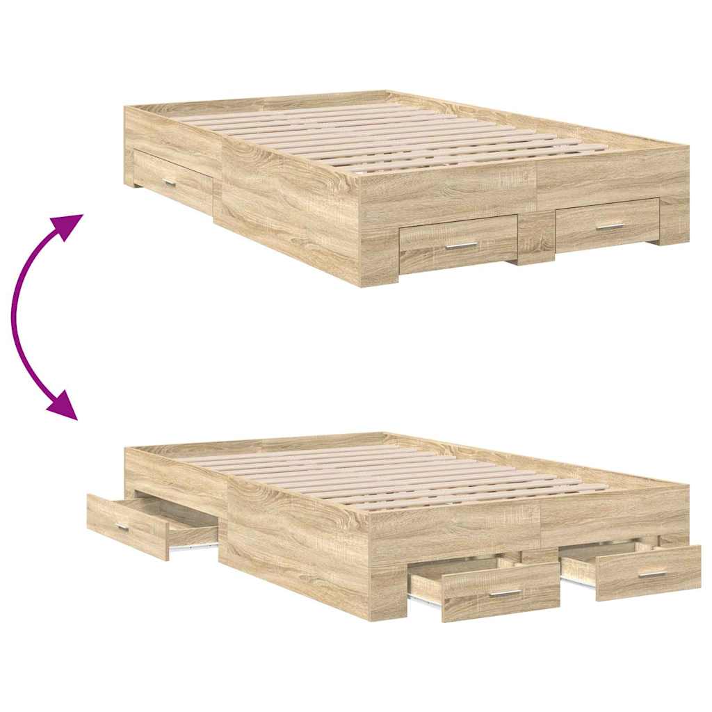 Bed Frame with Drawer Brown 140 x 200 cm Engineered Wood