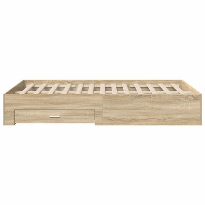 Bed Frame with Drawer Brown 140 x 200 cm Engineered Wood