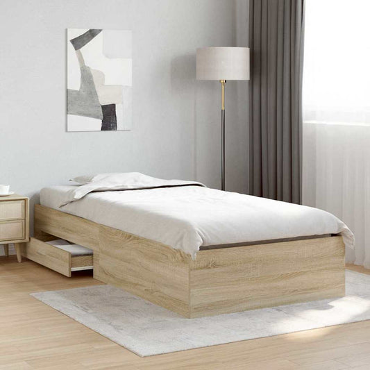 Bed Frame with Drawer Brown 90 x 190 cm Engineered Wood