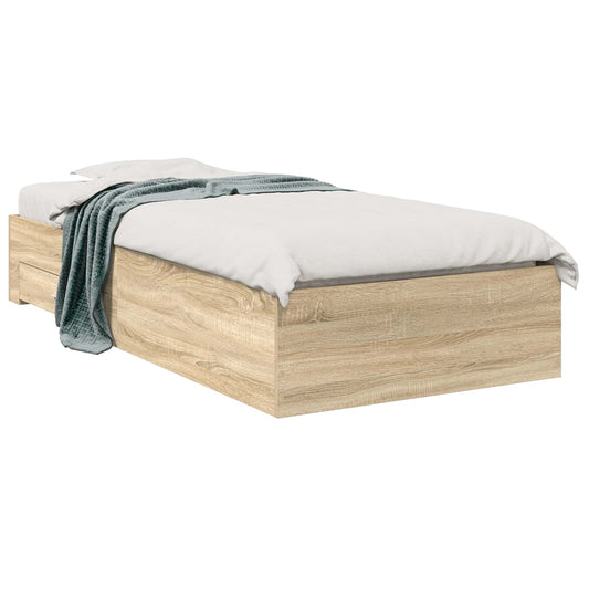 Bed Frame with Drawer Brown 90 x 190 cm Engineered Wood