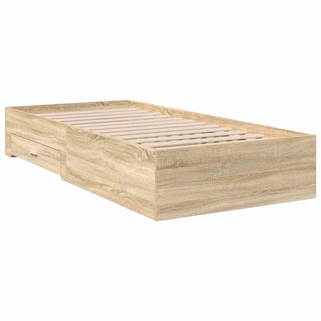 Bed Frame with Drawer Brown 90 x 190 cm Engineered Wood