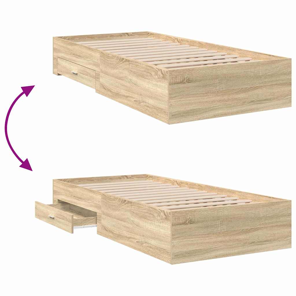 Bed Frame with Drawer Brown 90 x 190 cm Engineered Wood