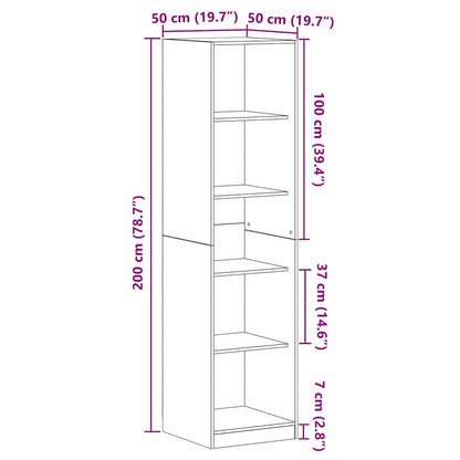 Wardrobe with Shelf Black Oak 50 x 50 x 200 cm Engineered Wood