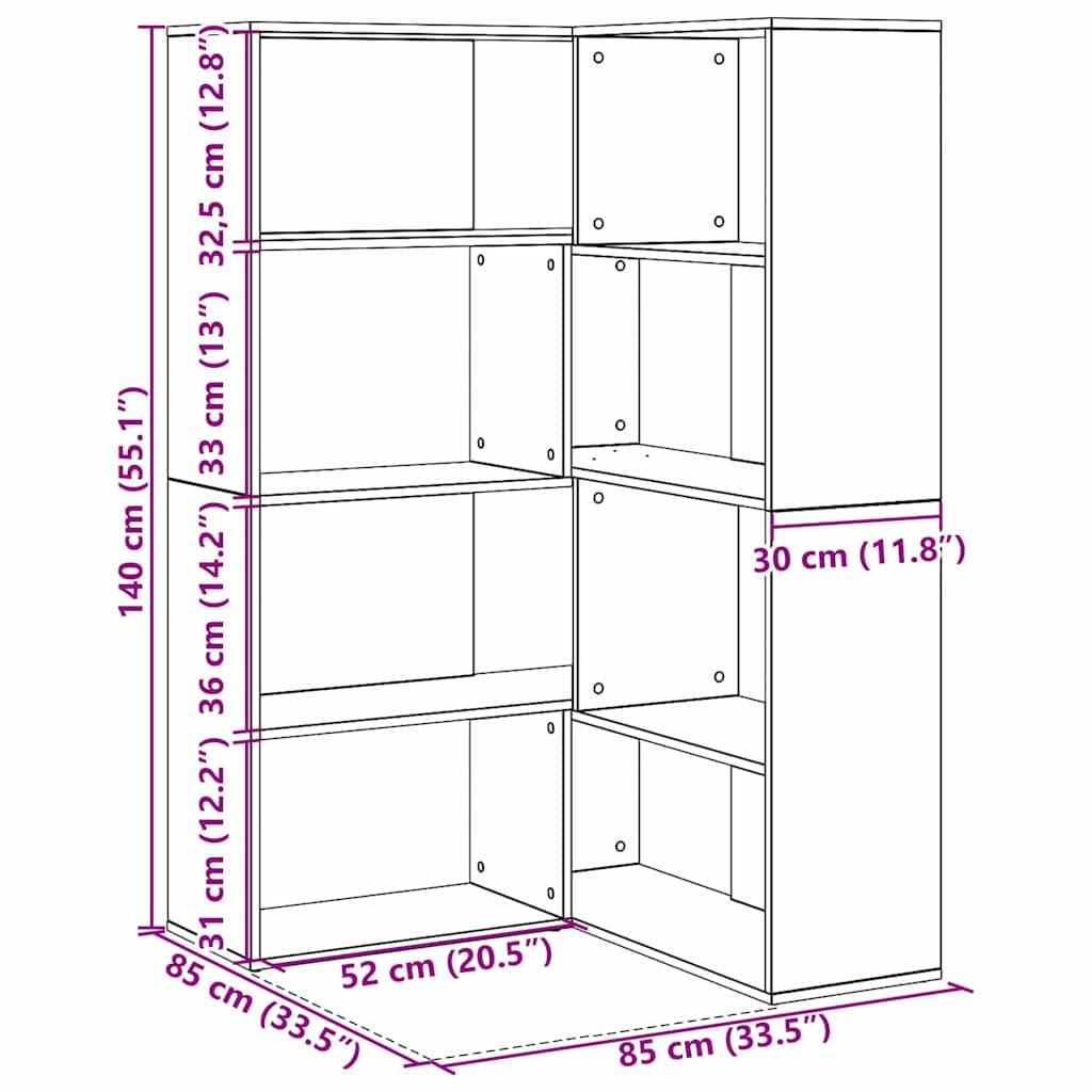 Wardrobe 6-Tier 85 x 85 x 140 cm Engineered Wood Black Oak