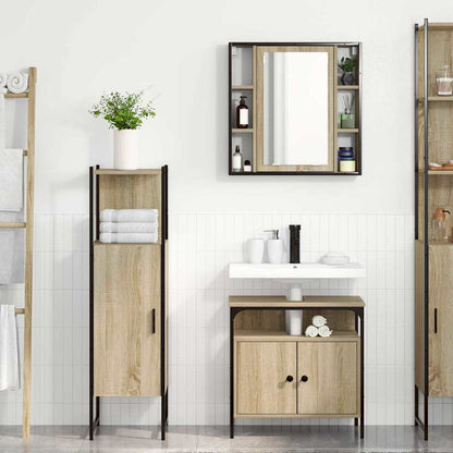 Bathroom Furniture Set with Shelf 3 pcs Brown Engineered wood