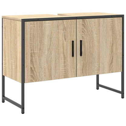 Bathroom Furniture Set with Shelf 3 pcs Brown Engineered wood