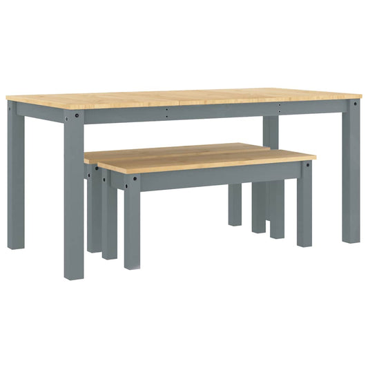 3 Piece Dining Set PANAMA Grey Solid Wood Pine