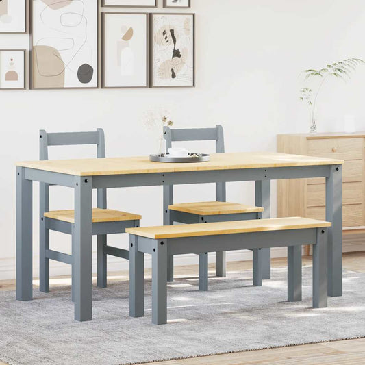 4 Piece Dining Set PANAMA Grey Solid Wood Pine