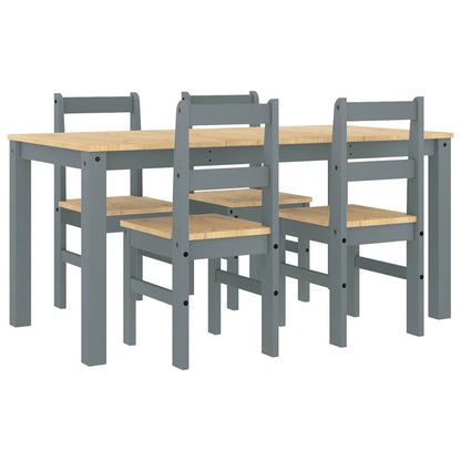 5 Piece Dining Set PANAMA Grey Solid Wood Pine