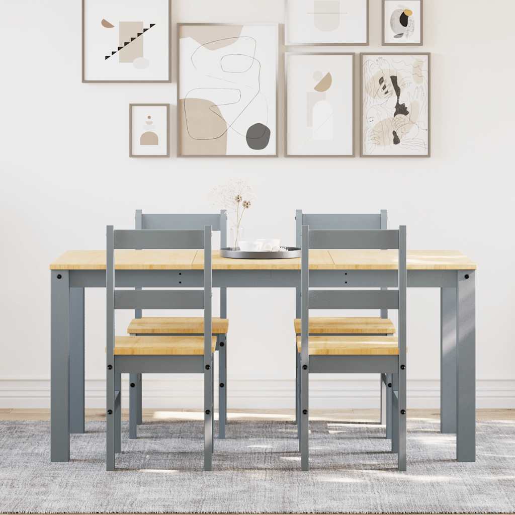 5 Piece Dining Set PANAMA Grey Solid Wood Pine