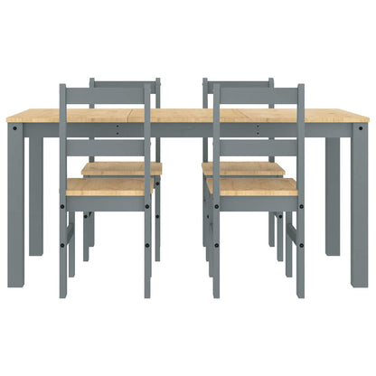 5 Piece Dining Set PANAMA Grey Solid Wood Pine