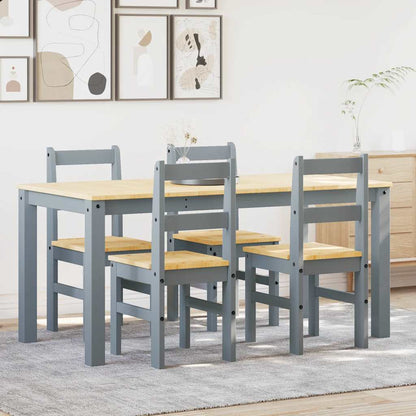 5 Piece Dining Set PANAMA Grey Solid Wood Pine
