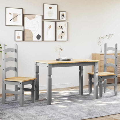 3 Piece Dining Set PANAMA Grey Solid Wood Pine