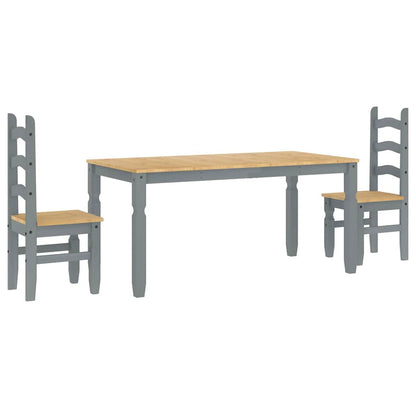 3 Piece Dining Set PANAMA Grey Solid Wood Pine