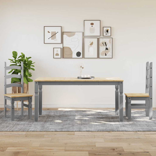 3 Piece Dining Set "PANAMA" Grey Solid Wood Pine