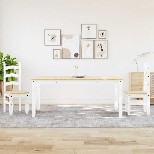 3 Piece Dining Set PANAMA White Solid Wood Pine