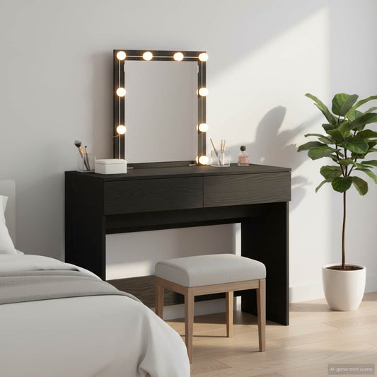Dressing Table Black Oak 100 x 40 x 130 cm Engineered Wood
