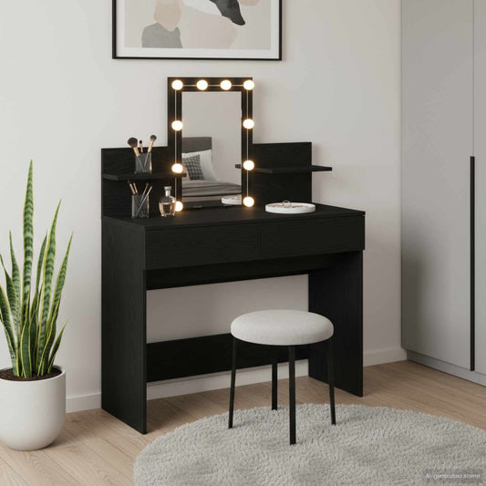 Dressing Table Black Oak 100 x 40 x 130 cm Engineered Wood