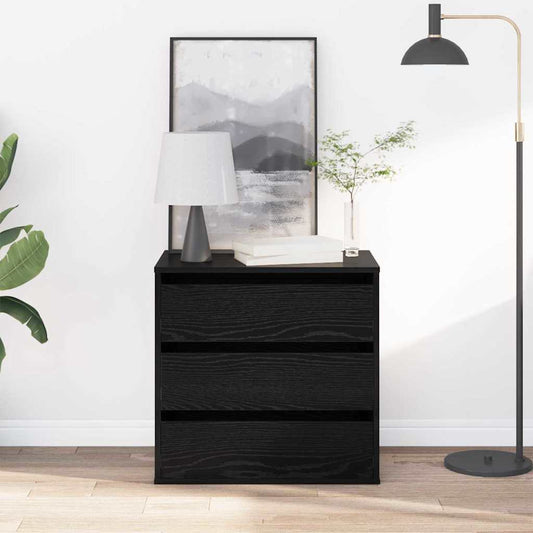 Drawer Cabinet 3-Drawer Black 61 x 41 x 58 cm Engineered Wood