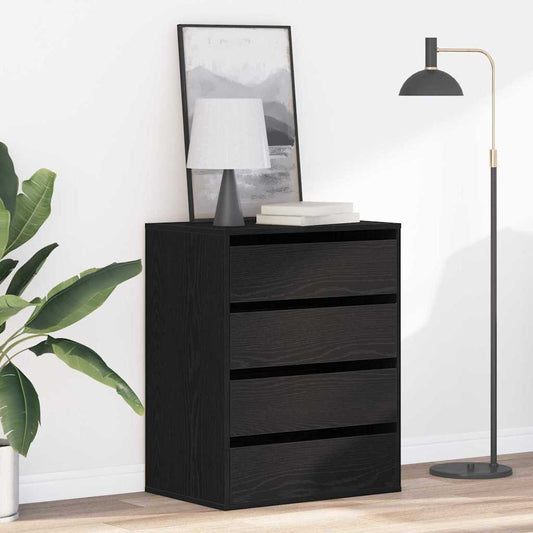 Drawer Cabinet 3-Drawer Black 60 x 41 x 76 cm Engineered Wood