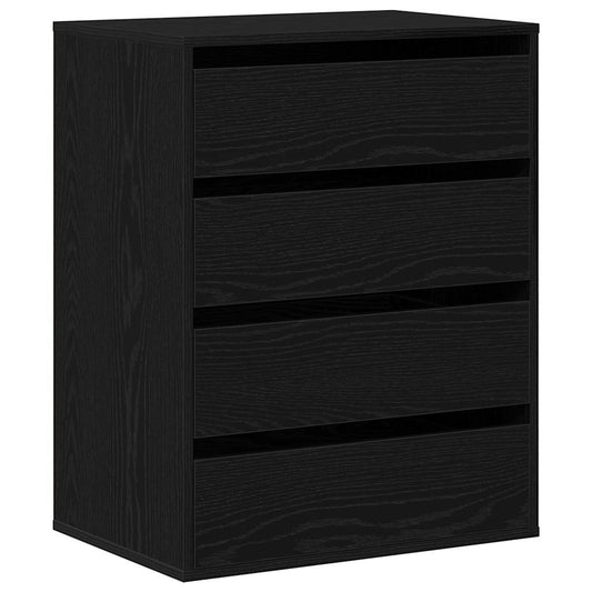 Drawer Cabinet 3-Drawer Black 60 x 41 x 76 cm Engineered Wood